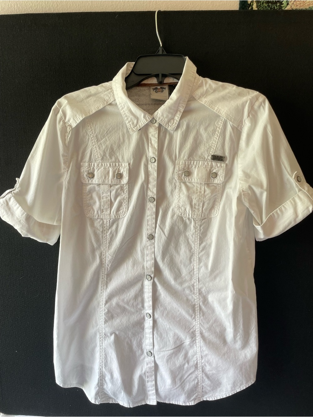 Women’s Harley-Davidson White Short Sleeve Snap Shirt